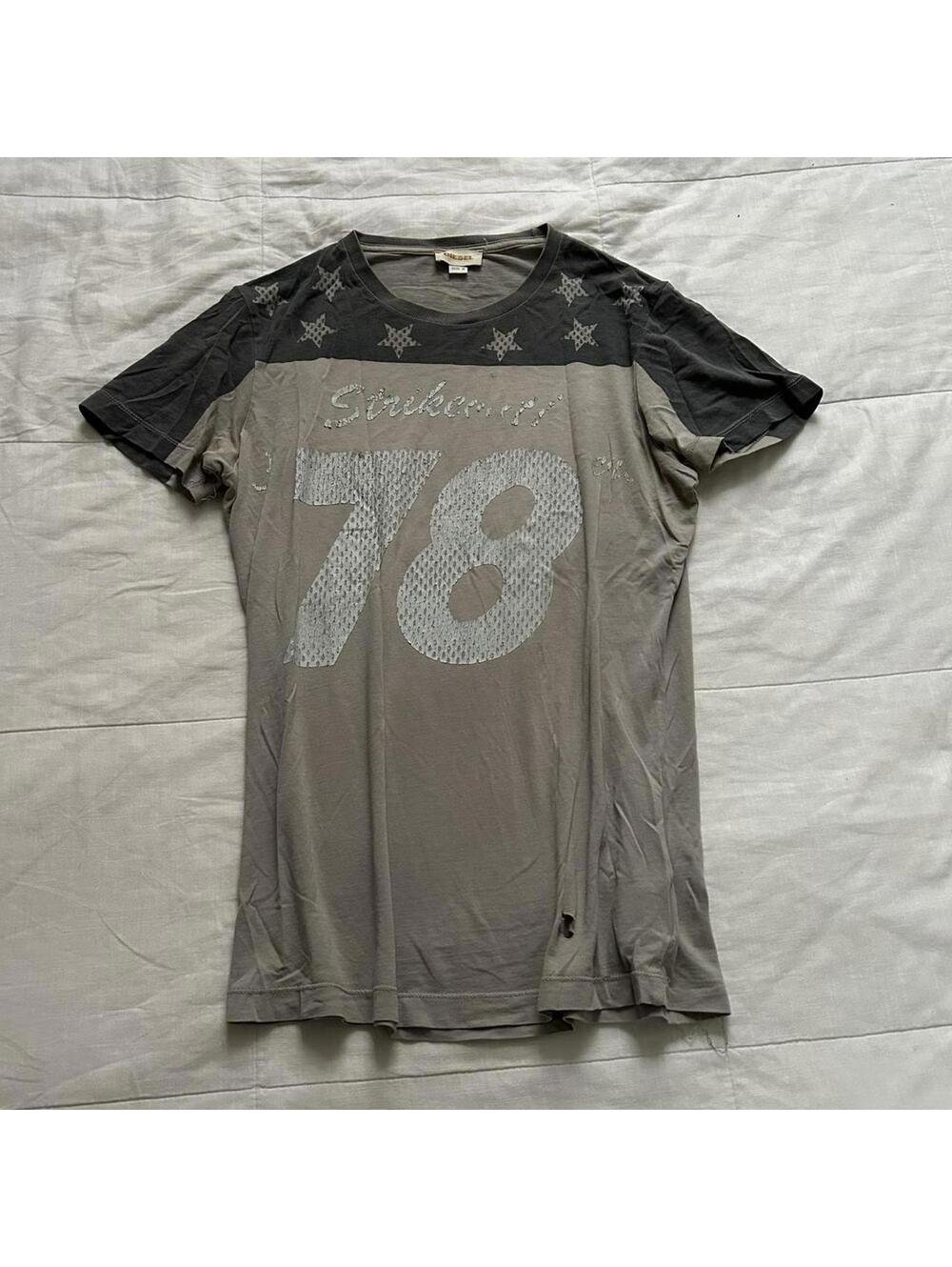 Diesel Distressed Graphic Jersey Style Tee Crackled Print Grunge Size M Japan